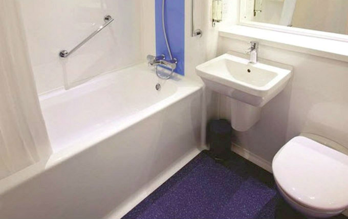 A typical bathroom at Travelodge London Ilford
