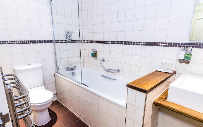 A typical bathroom at The Christopher Hotel Bar & Grill