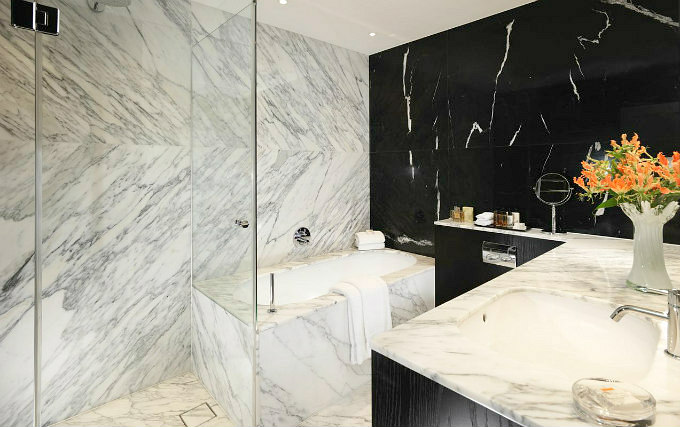 A typical bathroom at Flemings Mayfair Hotel
