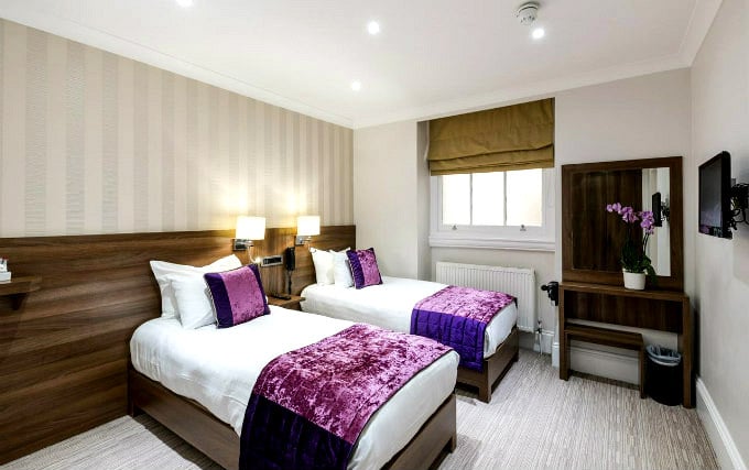 A typical twin room at London House Hotel