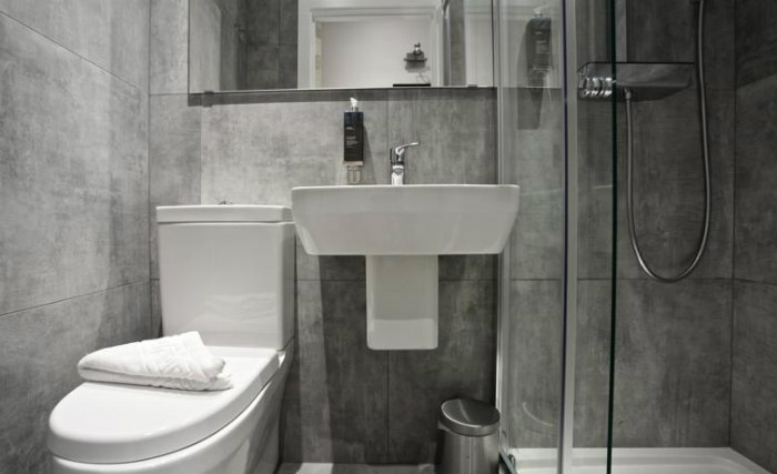 Relax in the private bathroom in your room