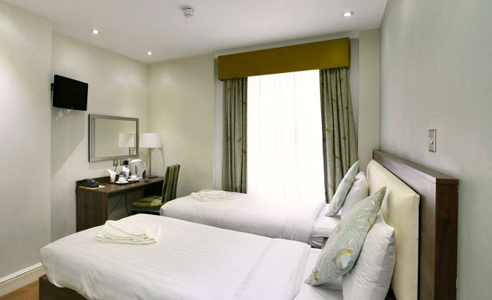 A typical twin room at Hyde Park Boutique Hotel