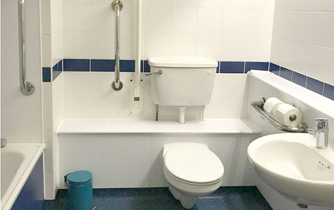 A typical bathroom at Travelodge Liverpool Street