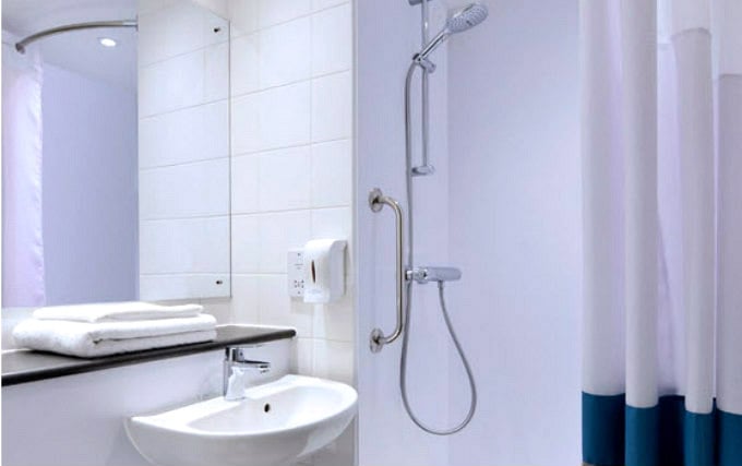 A typical shower system at Travelodge London Central Marylebone