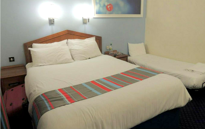 A typical triple room at Travelodge London Kings Cross Royal Scot Hotel