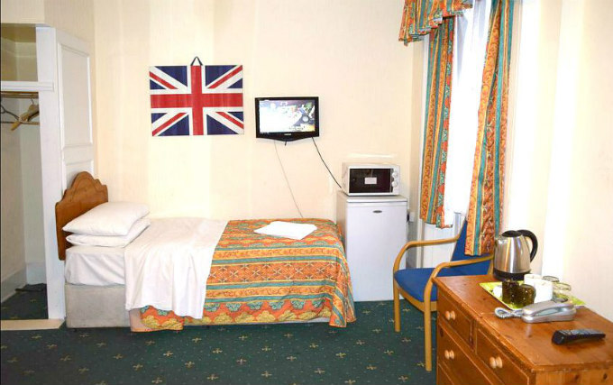 A typical single room at Ventures Hotel