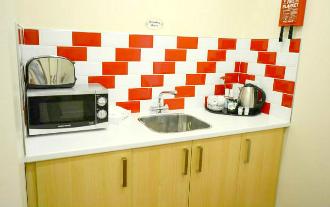 kitchen at PremierLux Serviced Apartments