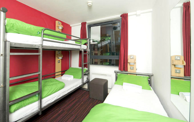 A typical triple room at YHA London Oxford Street