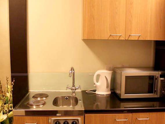 Save even more money by preparing your own food in the self-catering kitchen