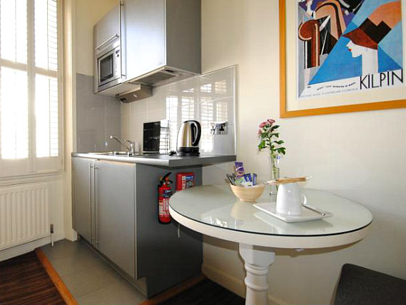 Save even more money by preparing your own food in the self-catering kitchen at Vancouver Studios London