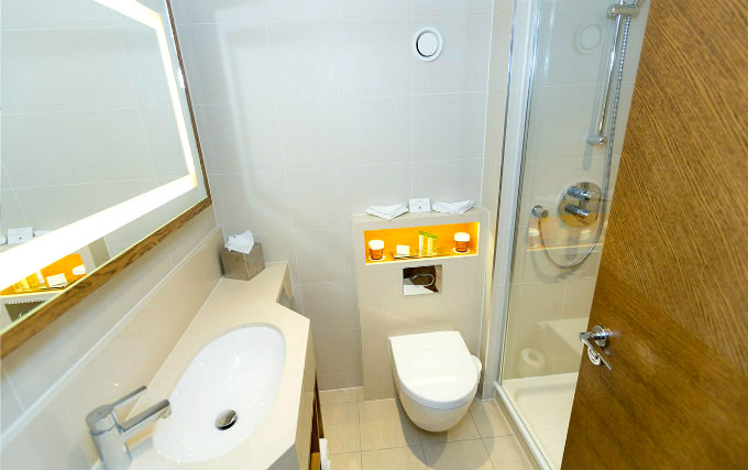 A typical shower system at Doubletree by Hilton London Hyde Park