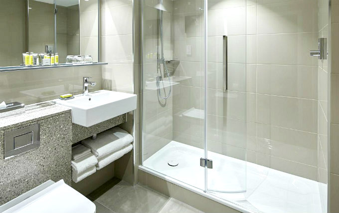 A typical shower system at London Heathrow Marriott Hotel