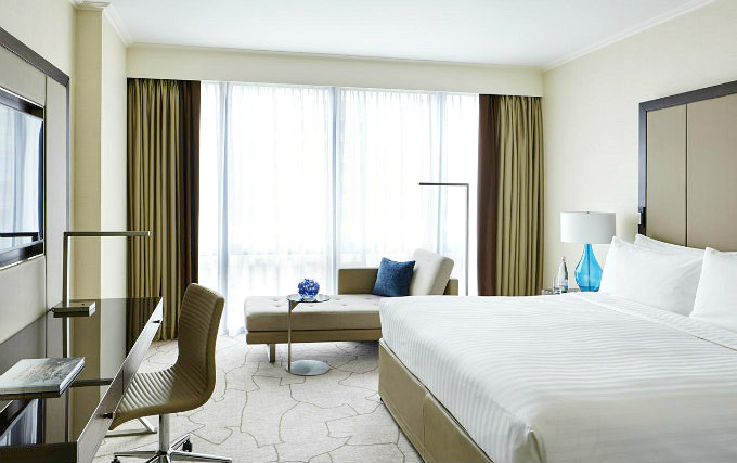 A double room at London Marriott Hotel Canary Wharf