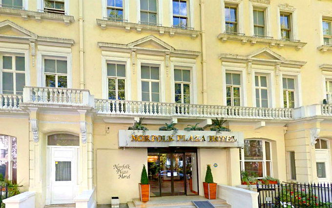 The exterior of Norfolk Plaza Hotel