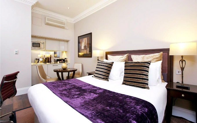 A typical double room at Fraser Suites Queens Gate