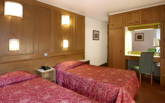 A twin room at St Giles Hotel London