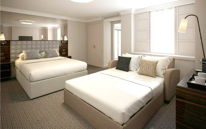 A typical quad room at Strand Palace Hotel