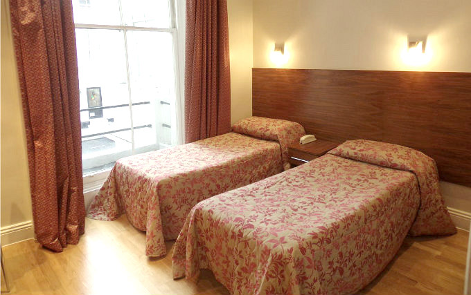 A typical twin room at Wedgewood Hotel London