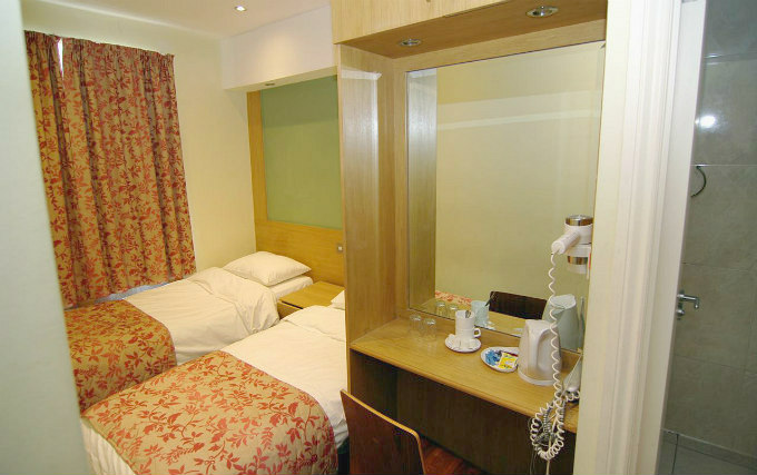 A typical twin room at Westbury Kensington Hotel
