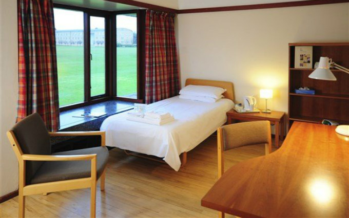 A comfortable single room at Churchill College