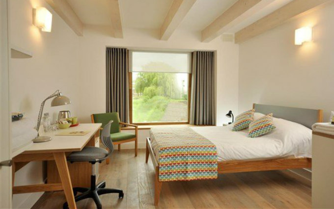 A comfortable double room at Churchill College