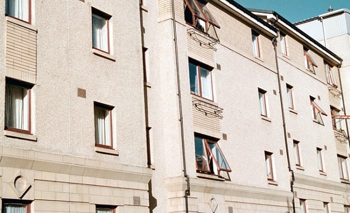 An exterior view of Riego Street