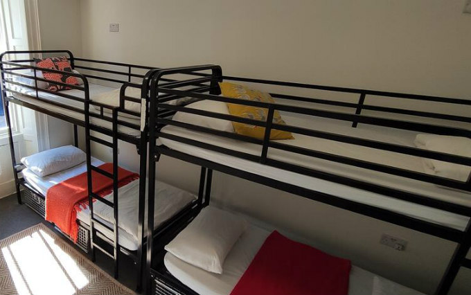 A typical dorm room at Haystack Hostel