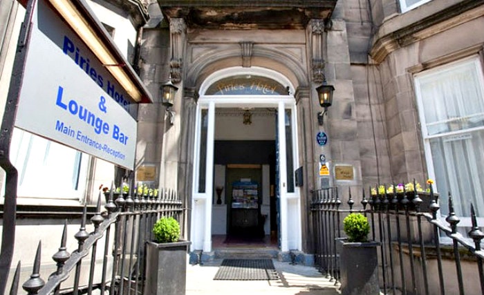 An exterior view of Piries Hotel