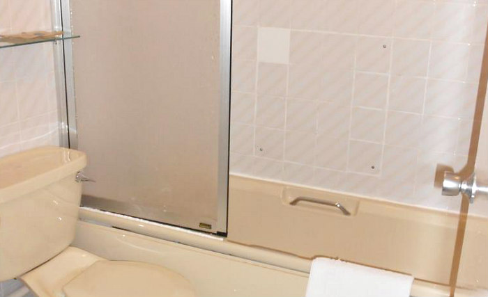 Relax in the private bathroom in your room