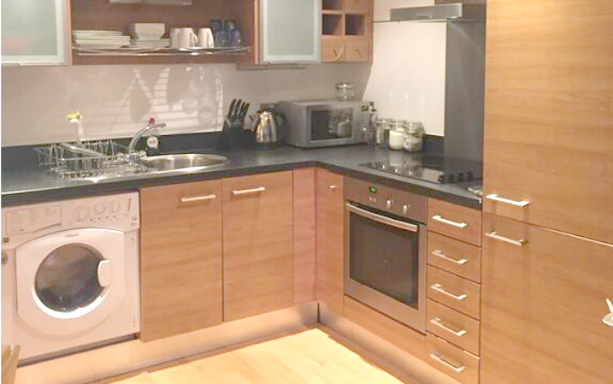 kitchen at Clarence Dock Apartments