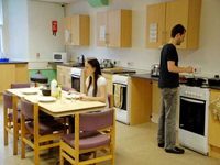 One of the communal kitchens
