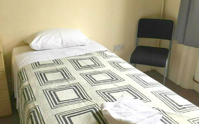 A typical single room at Andrews House Hotel