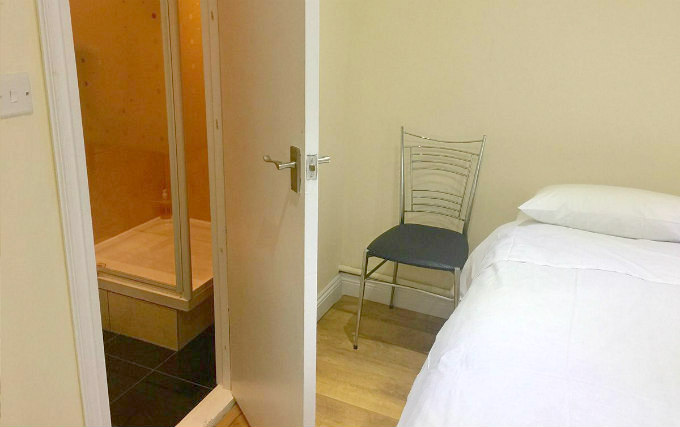 A typical single room at Andrews House Hotel