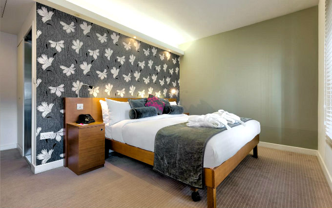 A typical double room at Ambassadors Hotel London
