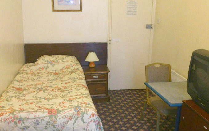 A typical single room at Continental Hotel London