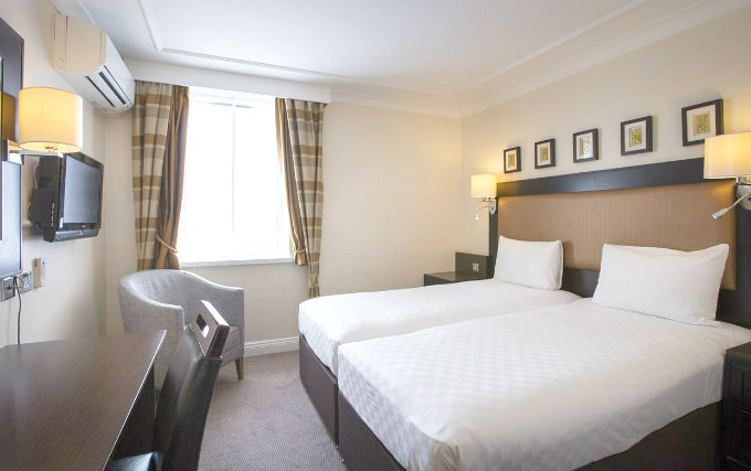 A twin room at Thistle Hotel Heathrow