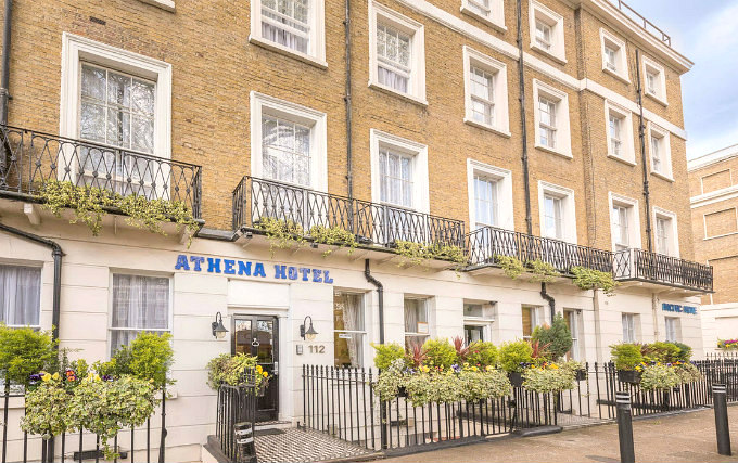 The entrance to The Athena Hotel