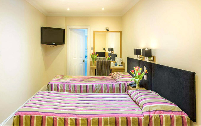 A twin room at The Athena Hotel