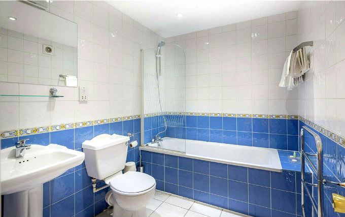 A typical bathroom at The Athena Hotel