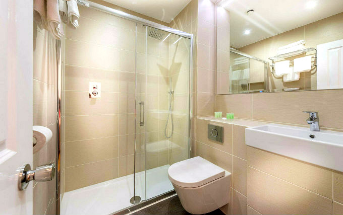 A typical shower system at The Athena Hotel