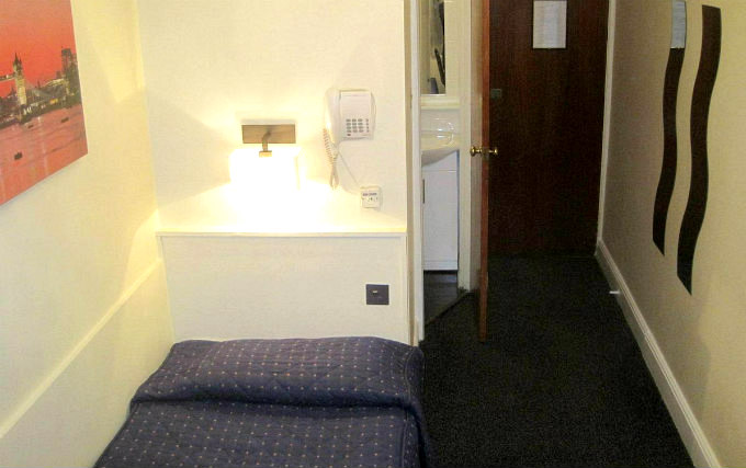 A single room at Aaraya Hotel London