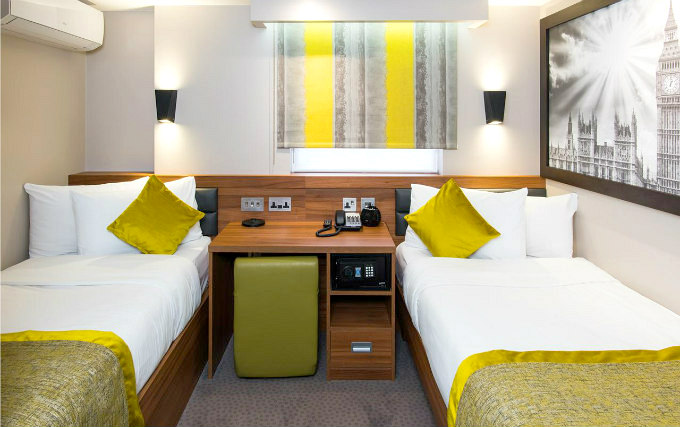 A twin room at Court Hotel London