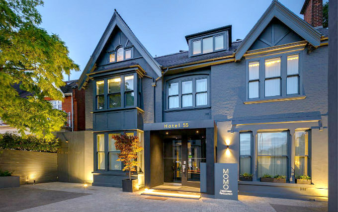 An exterior view of Hotel 55