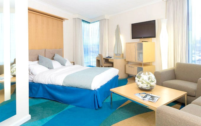 A double room at Radisson Blu Hotel Stansted Airport