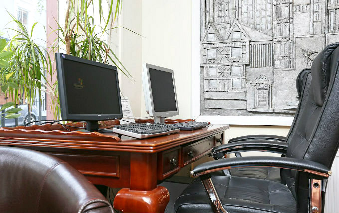 Most rooms have desks at the Elysee Hotel