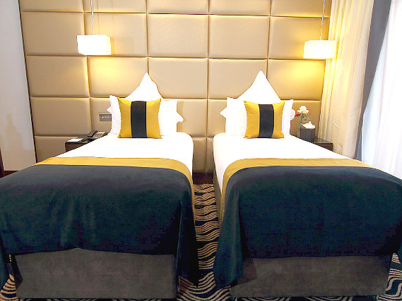 A twin room at Shaftesbury Piccadilly Hotel is perfect for two guests
