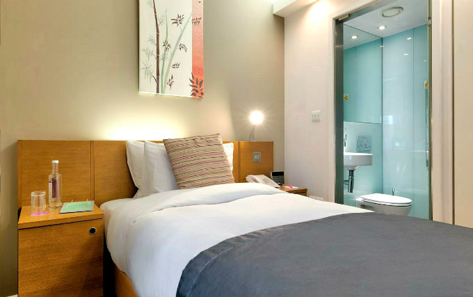 A typical single room at Ambassadors Hotel London