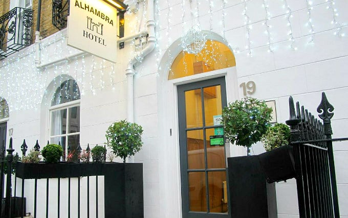 An exterior view of Alhambra Hotel